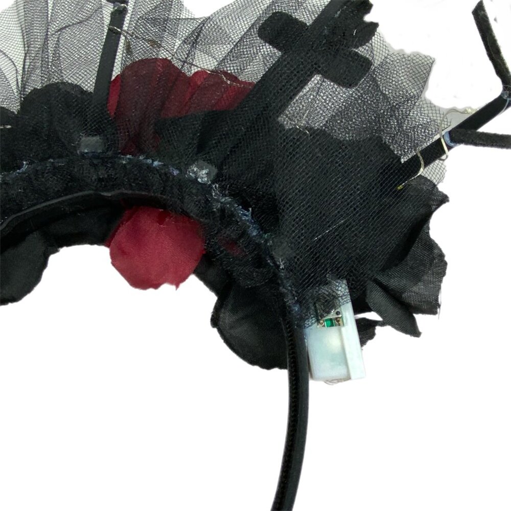 Goth Halloween LED Light Up Headband Bat Cross Roses Graveyard Costume Party - Picture 12 of 17